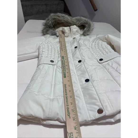 Weather Tamer Winter White Puffer Coat Faux Fur Removable Hood Size M - Picture 8 of 15